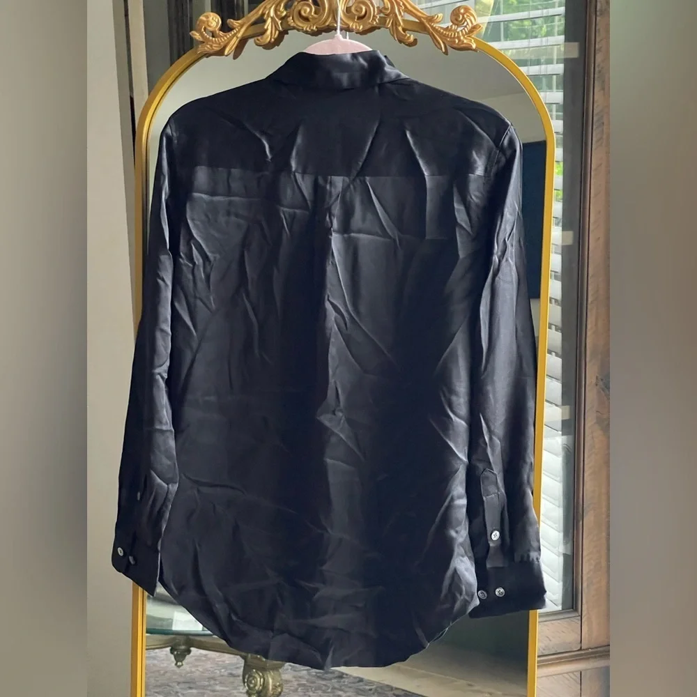 NWT Equipment SIGNATURE 100% SILK SATIN SHIRT in True Black - Picture 11 of 15